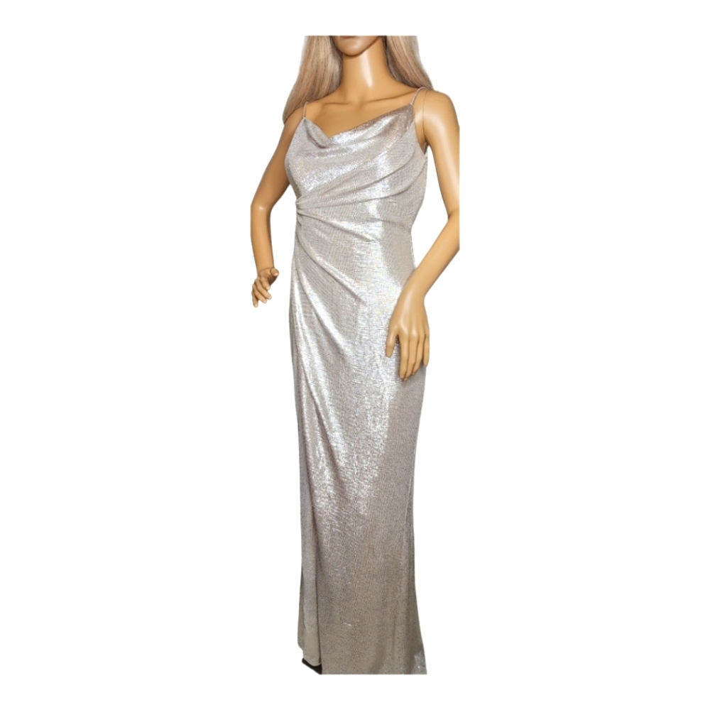 Aidan by Aidan Mattox Cowlneck Metallic Gown size 0